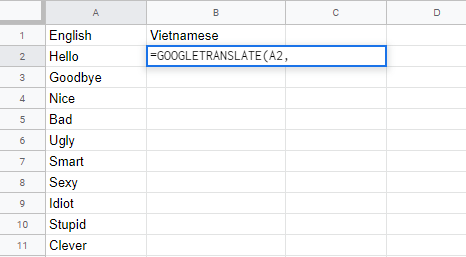 Thủ thuật "chất" dùng Google Translate dịch thuật trong Google Sheets