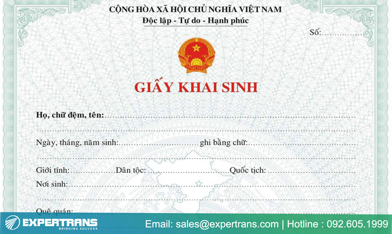 Dịch thuật giấy khai sinh